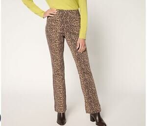 Belle Kim Gravel Size Petite 16 Leopard Twill Boot Cut Jean A696718 NWOT